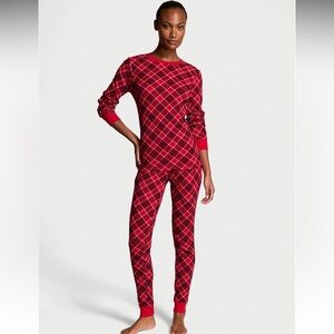 NWT Victoria's Secret Red Thermal Plaid Long Pajama Set